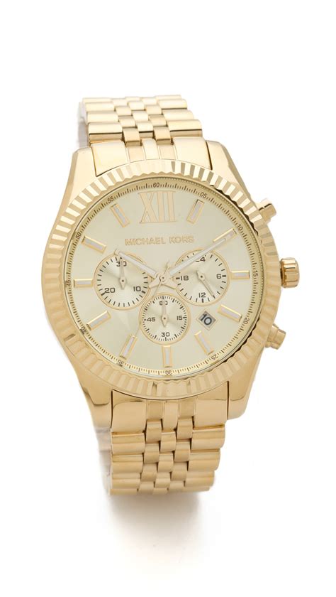 michael kors mk2802|oversized lexington gold tone watch.